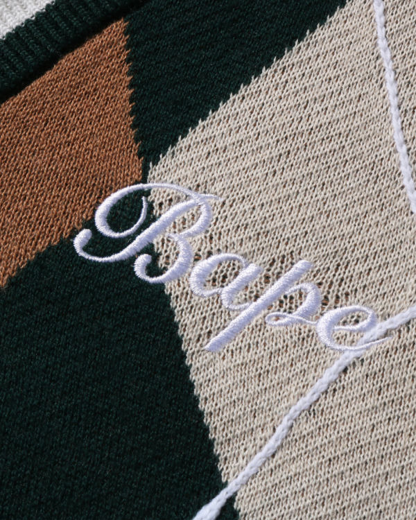 Bape Embroidery Argyle Vesty Damske Zelene | SK-3250