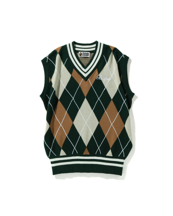 Bape Embroidery Argyle Vesty Damske Zelene | SK-3250