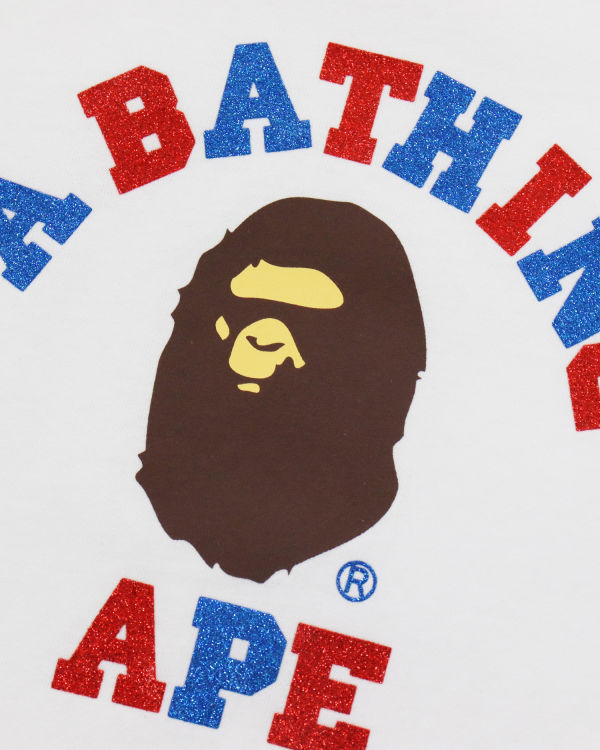 Bape Glitter College Tricko Detske Biele | SK-9452