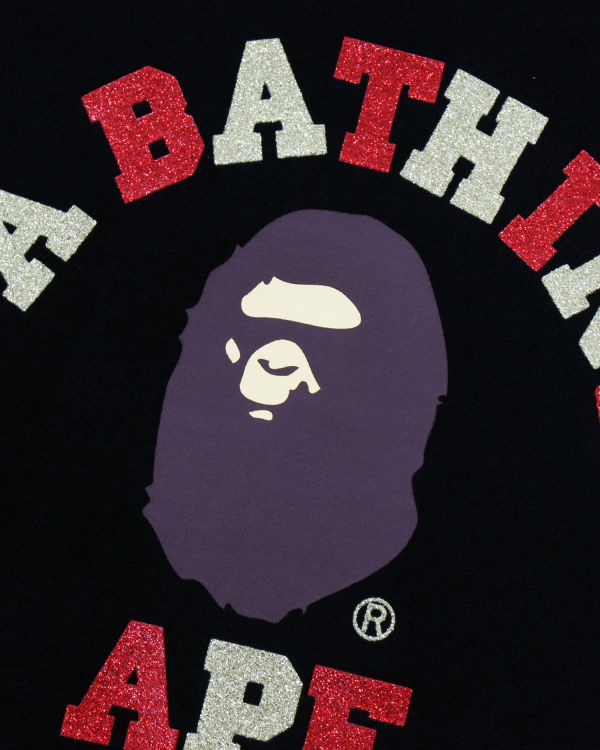 Bape Glitter College Tricko Detske Čierne | SK-4192