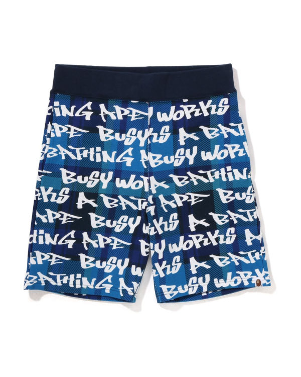 Bape Graffiti Check Sortky Panske Modre | SK-3508