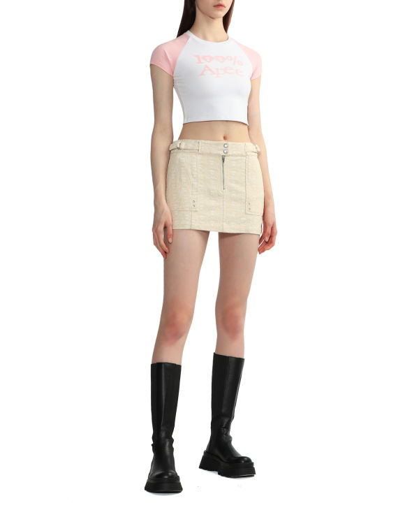 Bape Grafika crop raglan Tricko Damske Biele | SK-0518