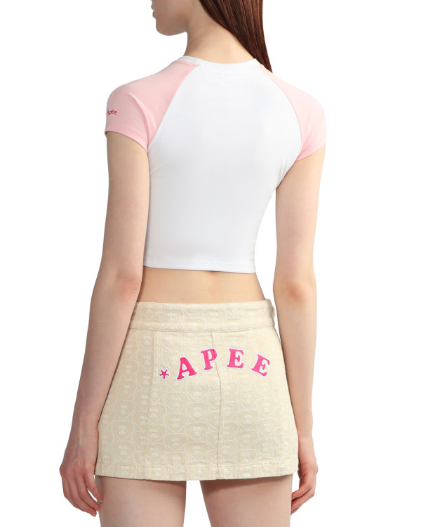 Bape Grafika crop raglan Tricko Damske Biele | SK-0518
