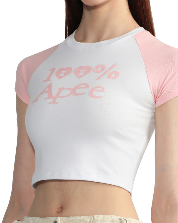 Bape Grafika crop raglan Tricko Damske Biele | SK-0518
