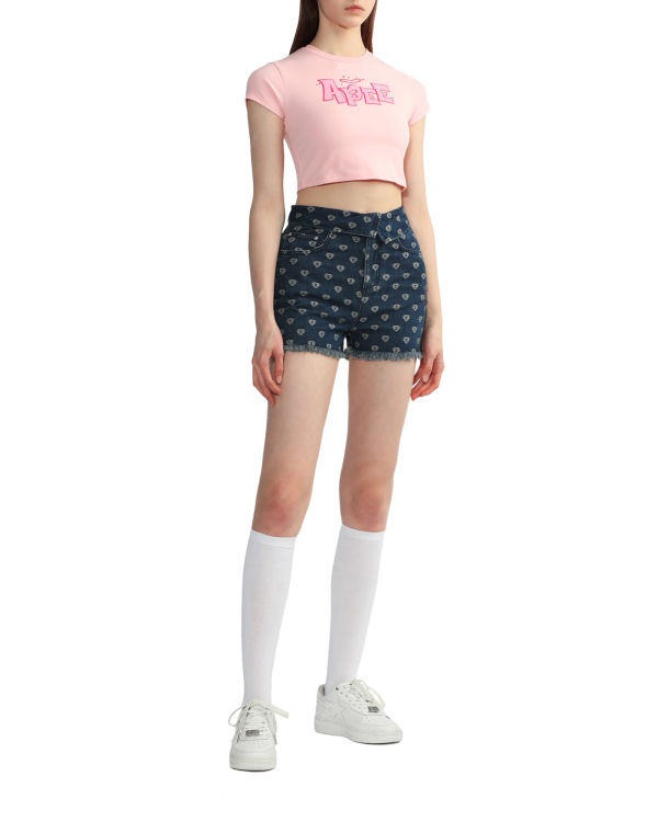 Bape Grafika slim-cut Tricko Damske Ruzove | SK-6415