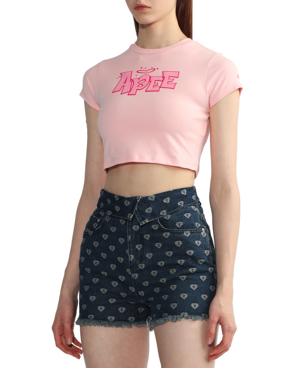 Bape Grafika slim-cut Tricko Damske Ruzove | SK-6415