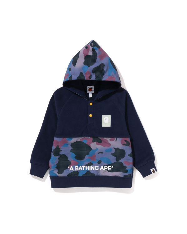 Bape Grid Camo Half Snap Fleece Pullover Mikiny S Kapucňou Detske Námornícka Modrá Modre | SK-8203
