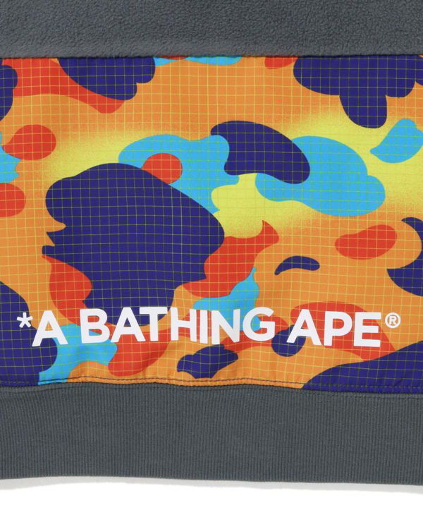 Bape Grid Camo Half Snap Fleece Pullover Mikiny S Kapucňou Detske Siva | SK-8350