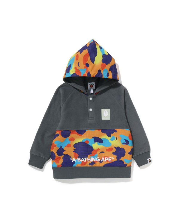 Bape Grid Camo Half Snap Fleece Pullover Mikiny S Kapucňou Detske Siva | SK-8350
