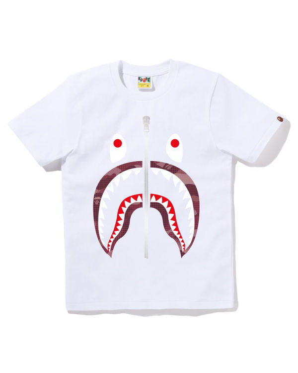 Bape Grid Camo Shark Tricko Damske Biele | SK-2970