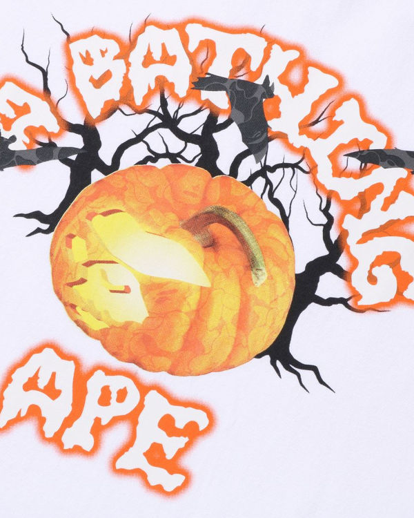 Bape Halloween Jack O' Lantern College Tricko Panske Biele | SK-5649