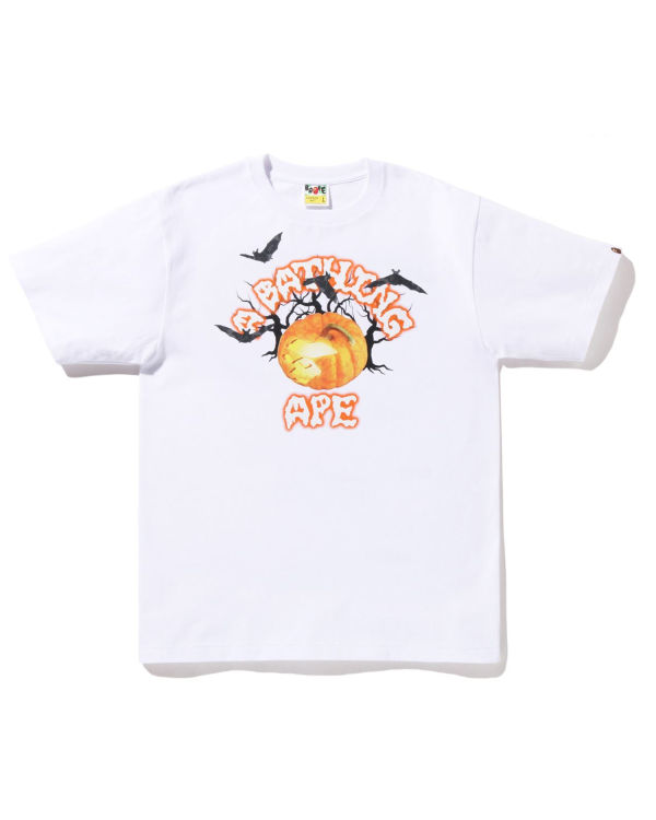 Bape Halloween Jack O\' Lantern College Tricko Panske Biele | SK-5649
