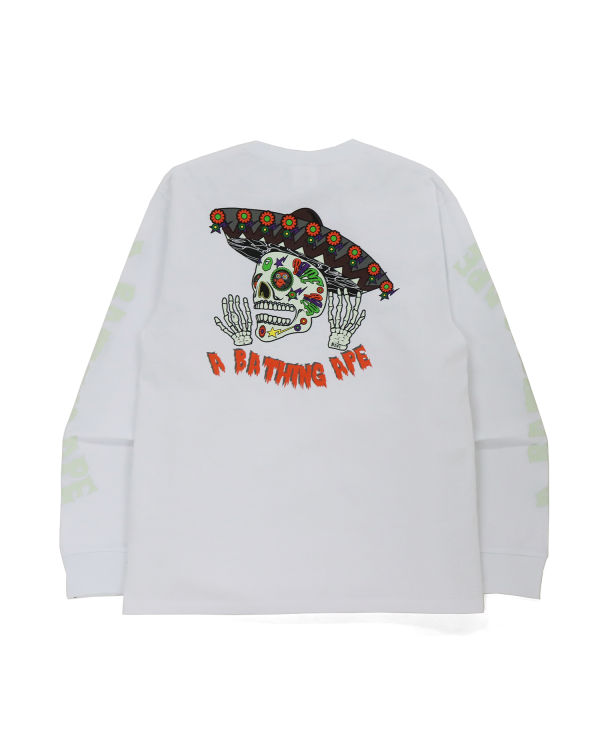 Bape Halloween Skull Glow In The Dark Long Sleeve Mikiny Panske Biele | SK-8672