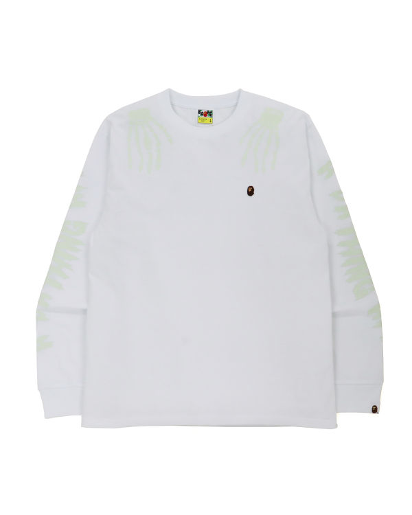 Bape Halloween Skull Glow In The Dark Long Sleeve Mikiny Panske Biele | SK-8672