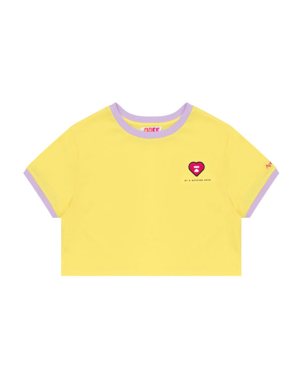 Bape Heart cropped Tricko Damske Žlté | SK-5761