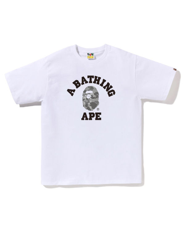 Bape Honeycomb Camo College Tricko Panske Biele | SK-3609