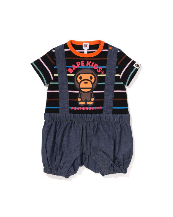 Bape Hoop Milo Suspenders Layered Rompers Body Detske Čierne | SK-1642