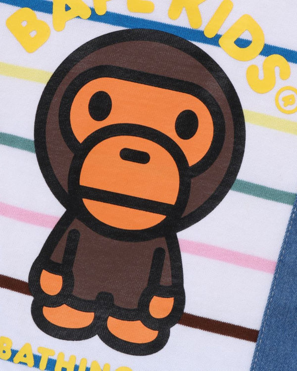 Bape Hoop Milo Suspenders Layered Rompers Body Detske Biele | SK-2987