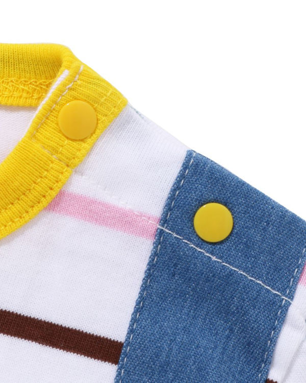 Bape Hoop Milo Suspenders Layered Rompers Body Detske Biele | SK-2987