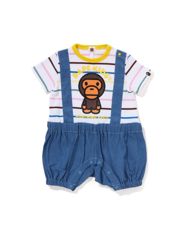 Bape Hoop Milo Suspenders Layered Rompers Body Detske Biele | SK-2987