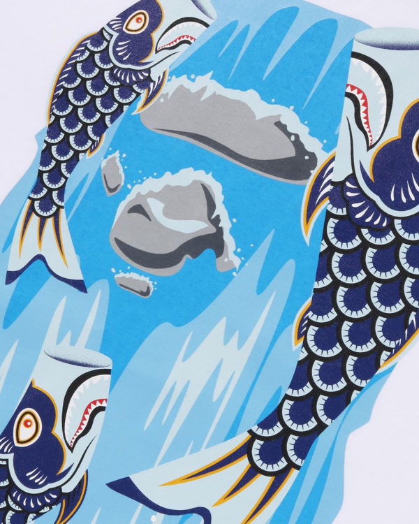 Bape Koinobori Waterfall Ape Head Tricko Panske Biele | SK-2053