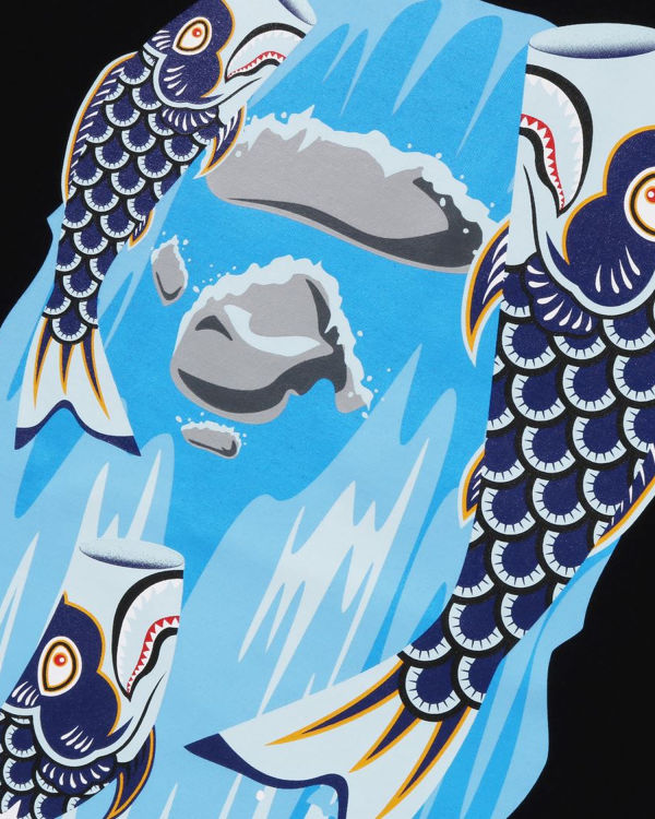 Bape Koinobori Waterfall Ape Head Tricko Panske Čierne | SK-8160