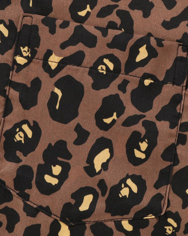 Bape Leopard Open Collar Kosele Panske Hnede | SK-5067