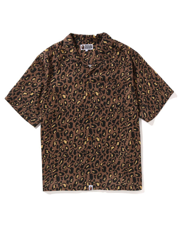 Bape Leopard Open Collar Kosele Panske Hnede | SK-5067