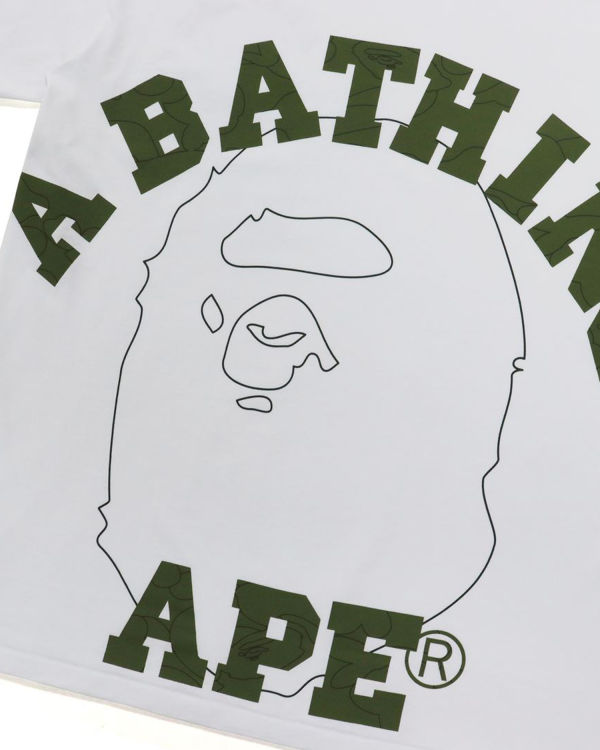Bape Line 1st Camo Face Tricko Panske Biele | SK-0476
