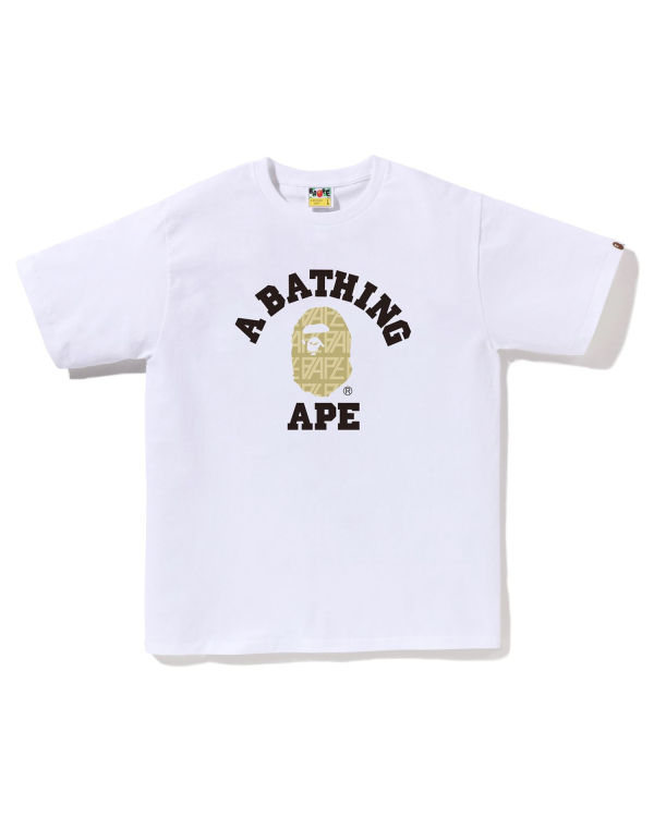 Bape Logo Monogram College Tricko Panske Biele | SK-5932