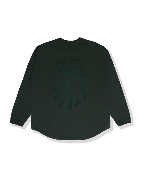 Bape Logo print long sleeve Tricko Panske Tmavo Zelene | SK-6798