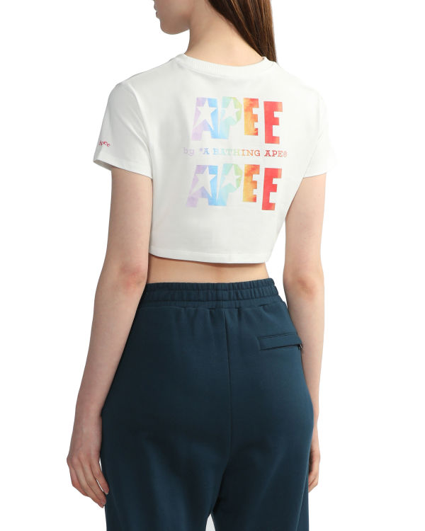 Bape Logo printed crop Tricko Damske Biele | SK-7250