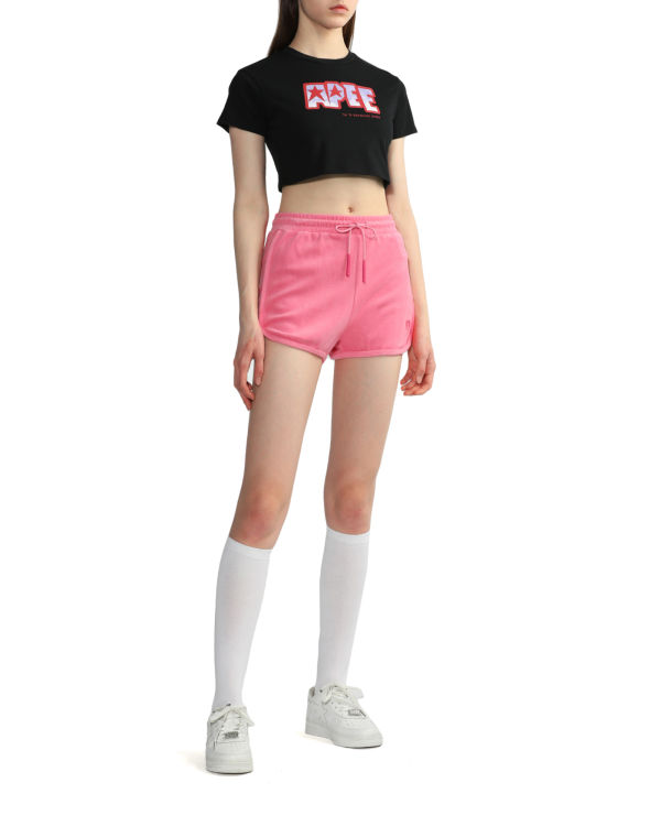 Bape Logo printed crop Tricko Damske Čierne | SK-5079