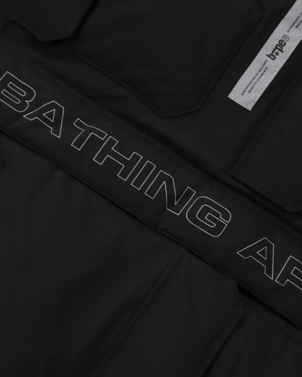 Bape Loose Fit Long Páperové Bundy Panske Čierne | SK-4561
