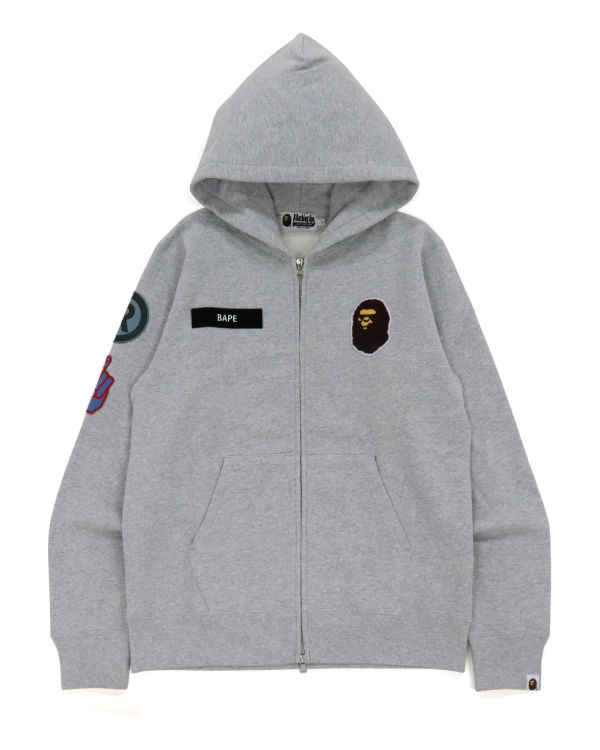 Bape Military Patch Heavy Weight Mikiny S Kapucňou Panske Siva | SK-5893