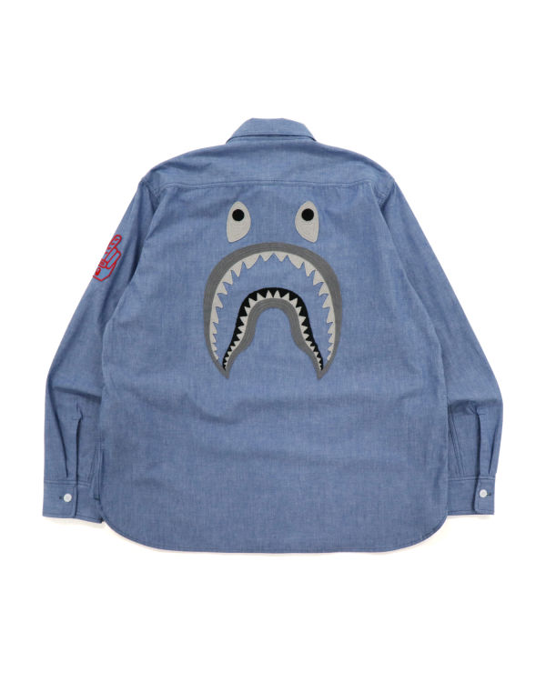 Bape Military Patch Relaxed Fit Chambray Kosele Panske Svetlo Modre | SK-7052