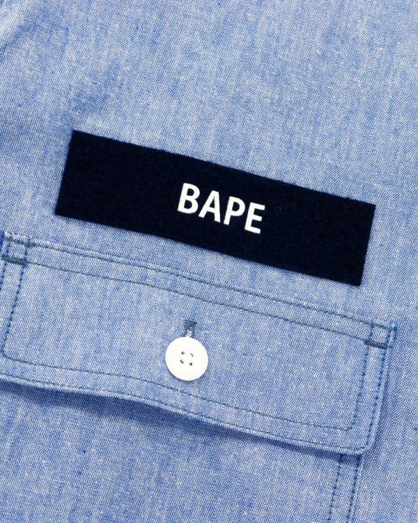 Bape Military Patch Relaxed Fit Chambray Kosele Panske Svetlo Modre | SK-7052