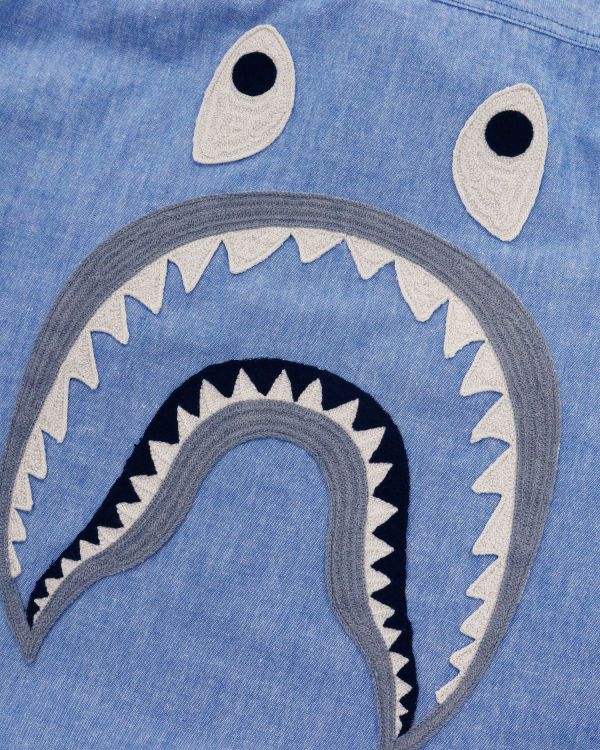 Bape Military Patch Relaxed Fit Chambray Kosele Panske Svetlo Modre | SK-7052