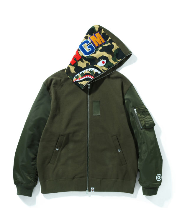 Bape Military Shark Relaxed Fit Full Zip Mikiny S Kapucňou Panske Zelene | SK-6041