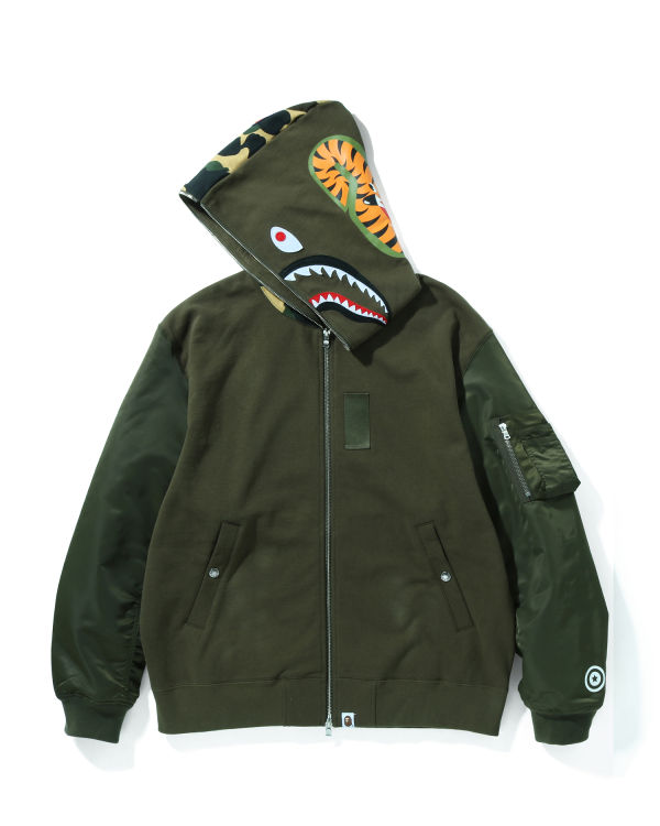 Bape Military Shark Relaxed Fit Full Zip Mikiny S Kapucňou Panske Zelene | SK-6041