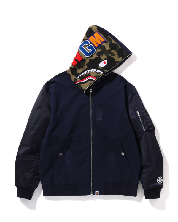 Bape Military Shark Relaxed Fit Full Zip Mikiny S Kapucňou Panske Námornícka Modrá Modre | SK-8534