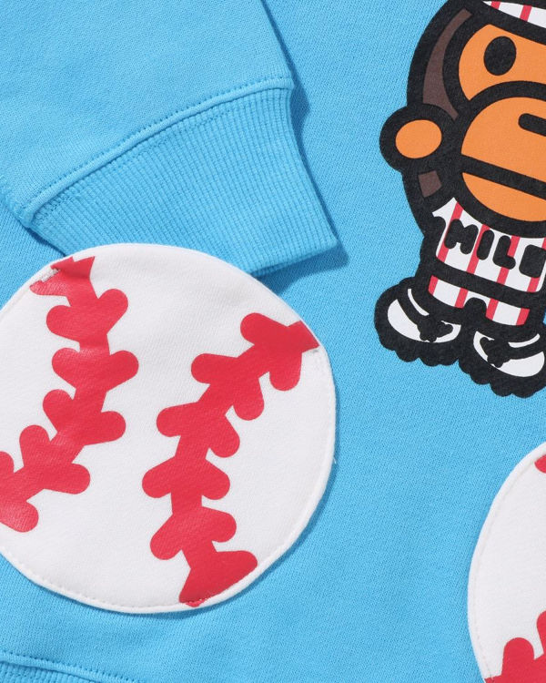 Bape Milo Baseball Pullover Mikiny S Kapucňou Detske Modre | SK-1423