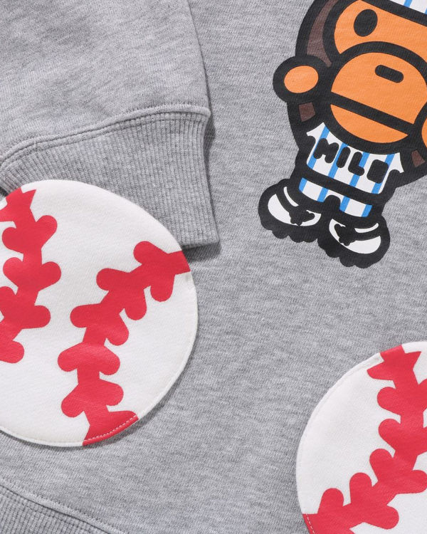 Bape Milo Baseball Pullover Mikiny S Kapucňou Detske Siva | SK-2413