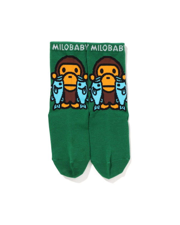 Bape Milo Black Bass Ponozky Detske Tyrkysové | SK-4260