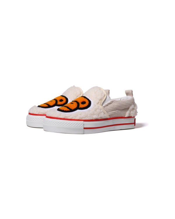 Bape Milo Boa Slip On Detske Biele | SK-2357