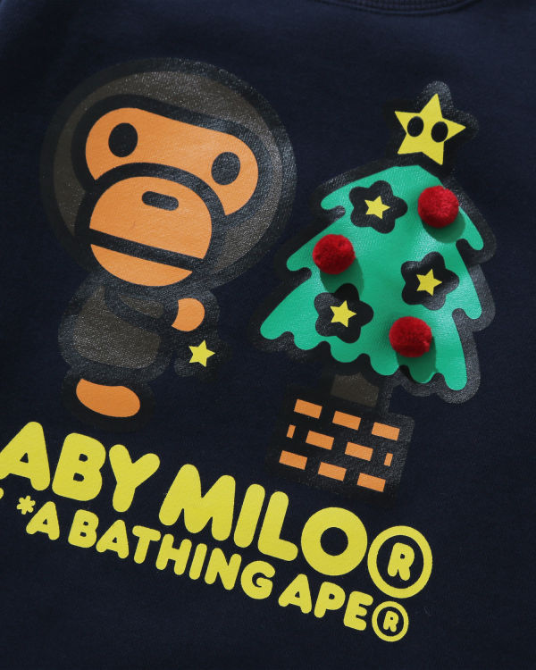 Bape Milo Christmas Tree Crewneck Mikiny Detske Tmavo Modre | SK-2809