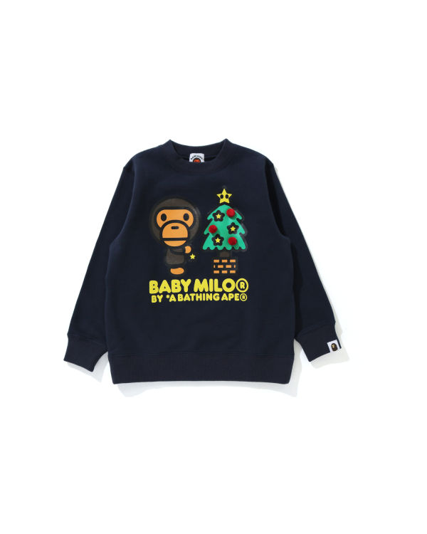 Bape Milo Christmas Tree Crewneck Mikiny Detske Tmavo Modre | SK-2809
