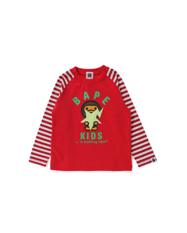 Bape Milo Glow In The Dark STA L/S Tricko Detske Svetlo Červené | SK-5273