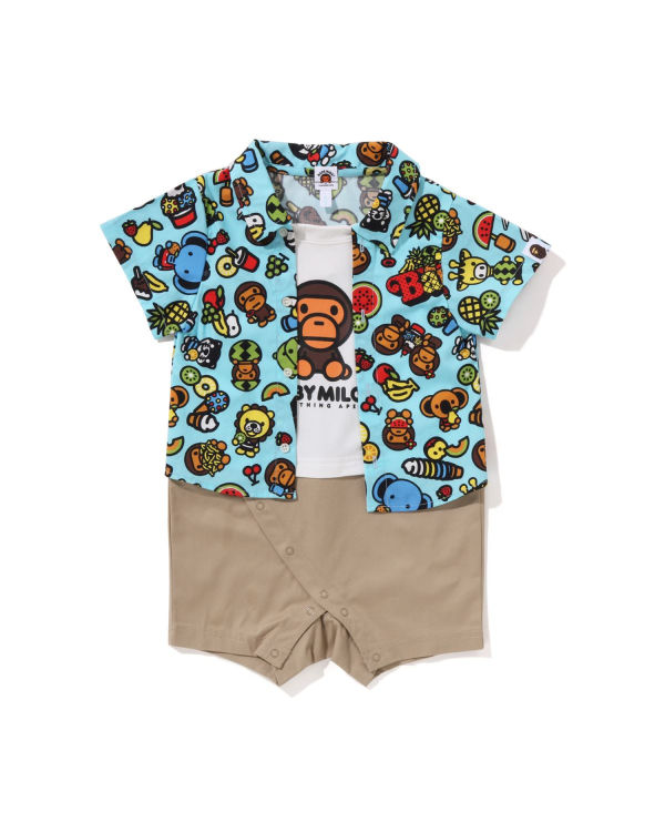 Bape Milo Mixed Fruit Layered Rompers Body Detske Svetlo Modre | SK-1287
