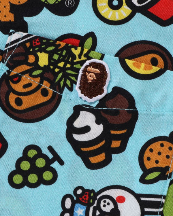 Bape Milo Mixed Fruit Open Collar S/S Kosele Detske Svetlo Modre | SK-2874